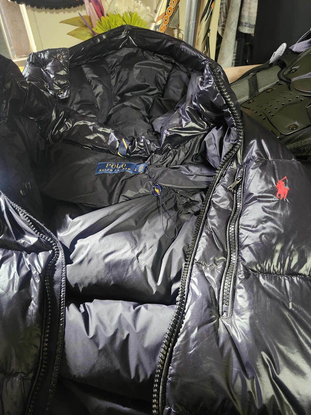 Ralph Lauren Men's Navy Puffer Jacket with Red Pony